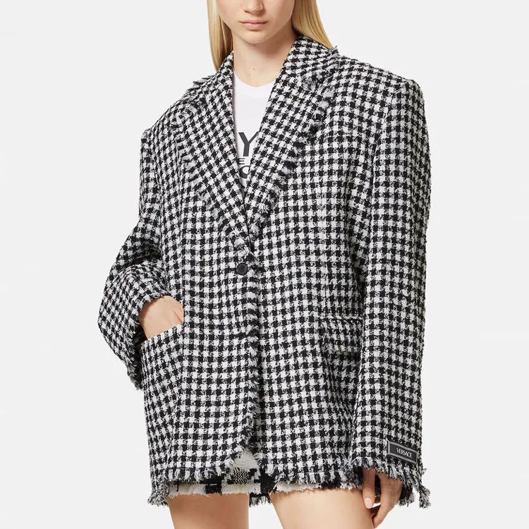 VERSACE VERSACE FW22 Business Suits Coats Women's Black White-3