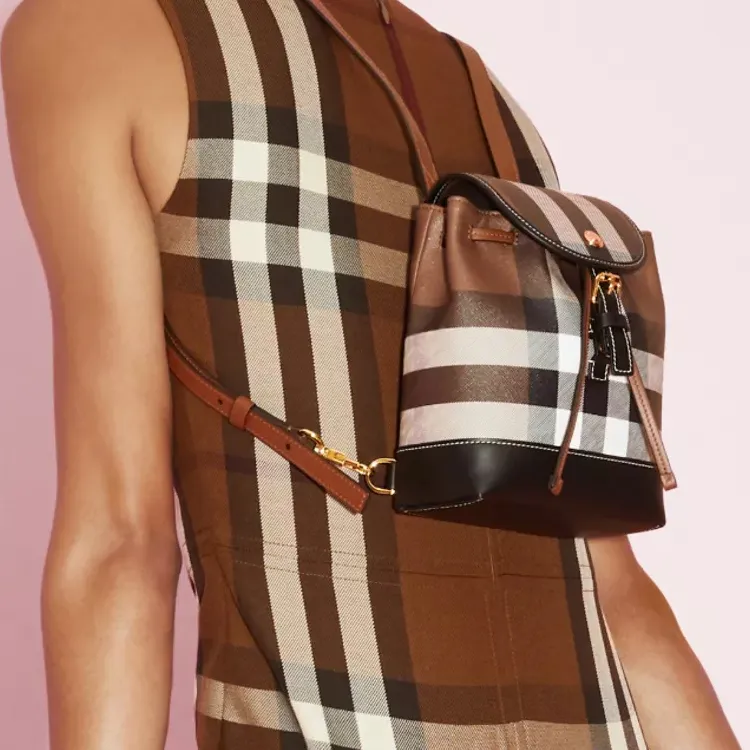 Burberry Check And Leather Micro Backpack 'Multicolor'-5
