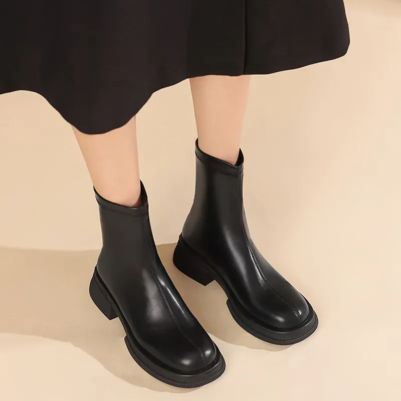 DAPHNE Ankle Boots Women's Black/Milk Tea-5