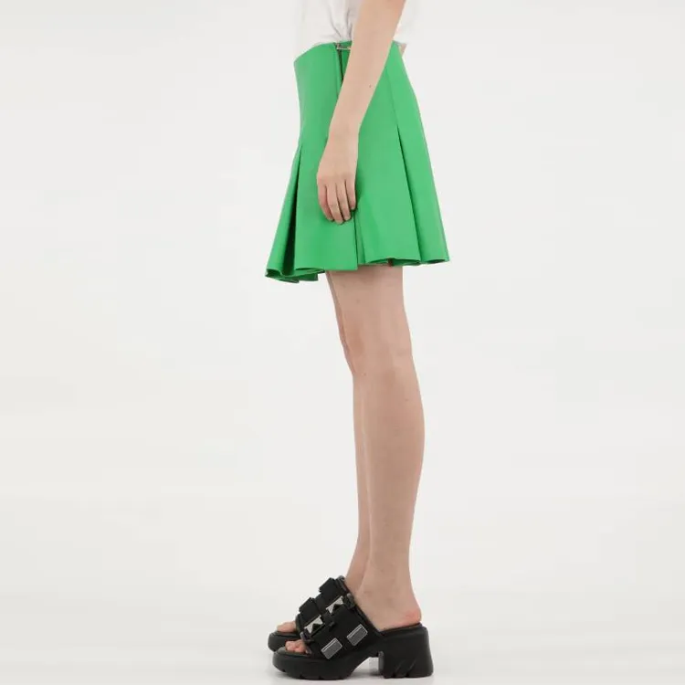Bottega Veneta SS22 Leather Short Skirts Women's Green-2