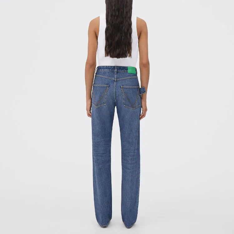 Bottega Veneta High Rise Straight Denim Pants-2