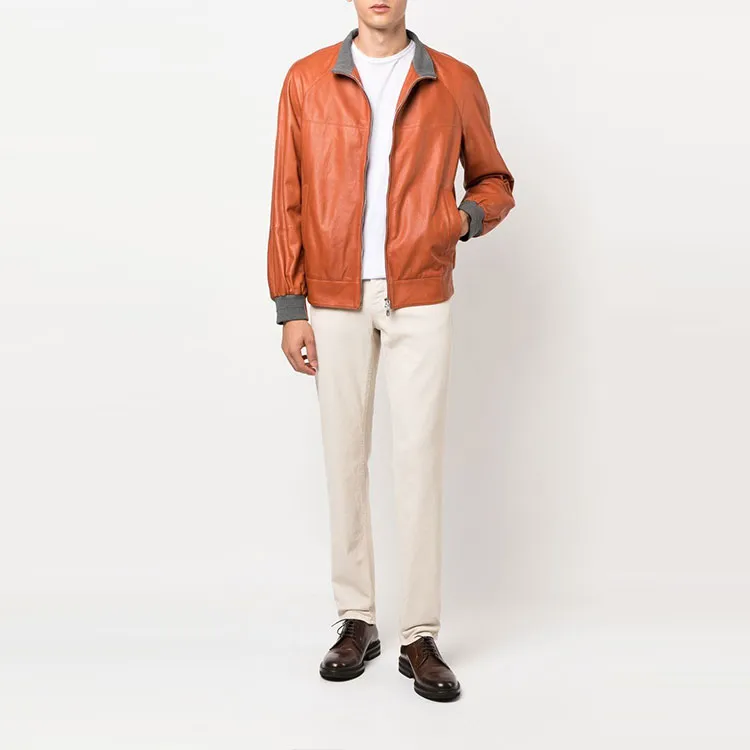 Brunello Cucinelli Zip up Leather Jacket-1