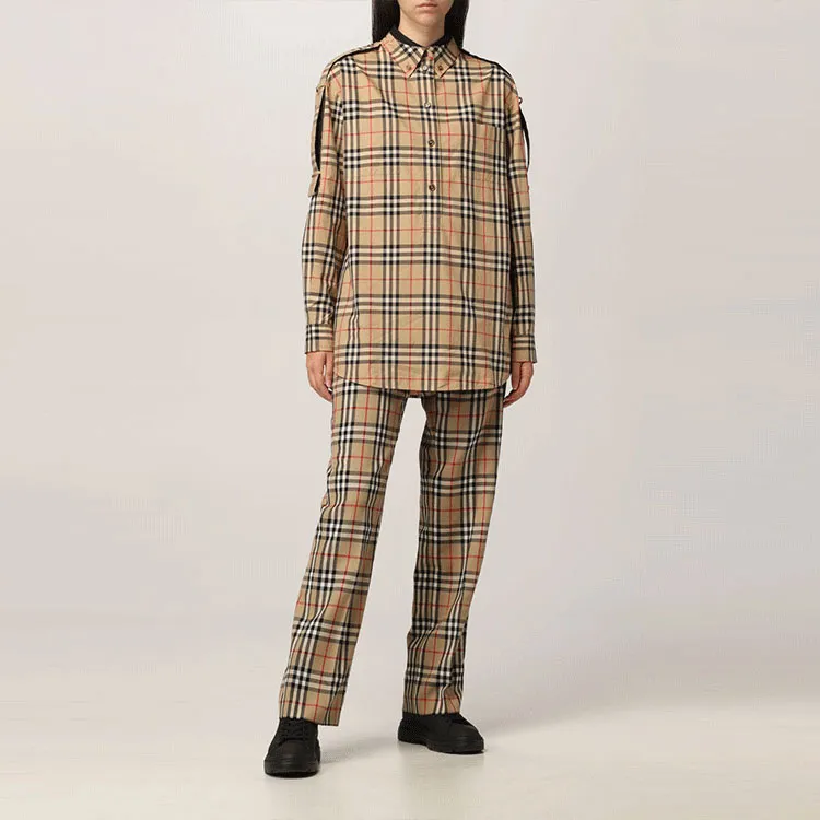 Burberry Oversized Check Shirt Beige-3