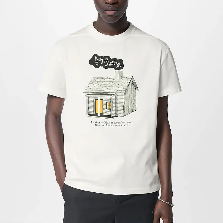 LOUIS VUITTON Lv Fall Series T Shirt Men's White-1