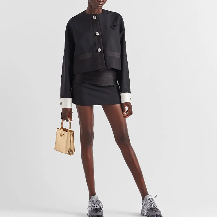 PRADA SS23 Cropped Coat Women's Black-1