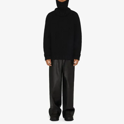 givenchy director Balaclava Textured Crew Neck Sweater