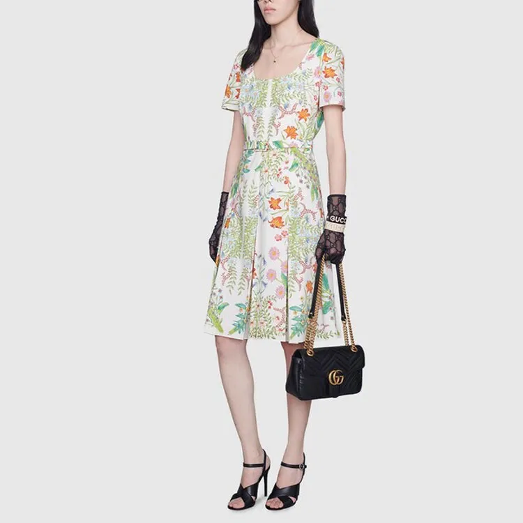 GUCCI Short Sleeved Dresses Women's Green-3