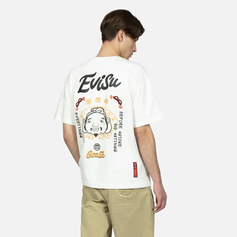 EVISU Drop Shoulder Sleeve T Shirt Men's White-3