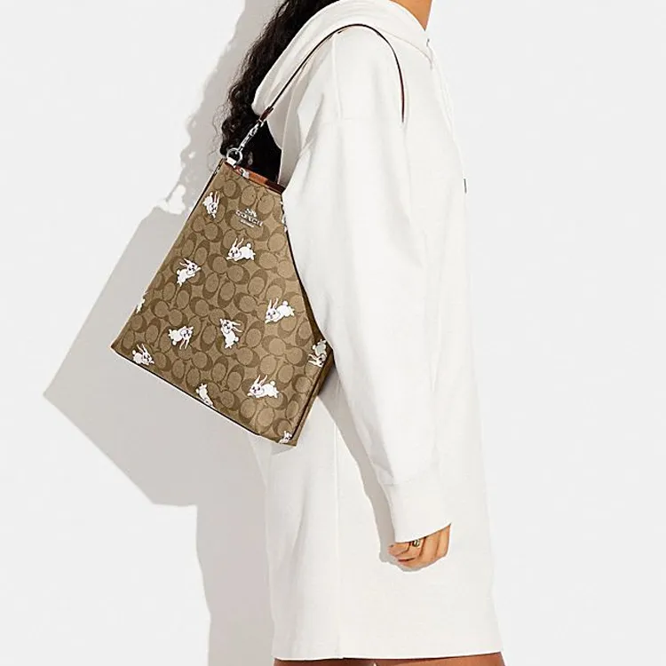 COACH Baymax Rabbit, Collaboration Mollie PVC Bucket Bag, Shoulder Bag, Crossbody Bag Large Size Women's Taupe-3
