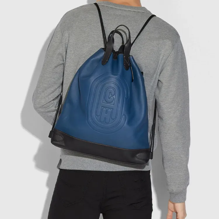 COACH Academy Nylon Backpack Large Size Men's Blue & Black-3