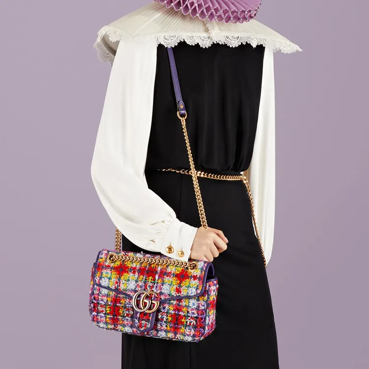 GUCCI Marmont Tweed Crossbody Bag Shoulder Bag Women's Multicolor-7