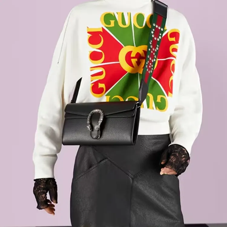 GUCCI Dionysus Leather Crossbody Bag Shoulder Bag Women's Black-9