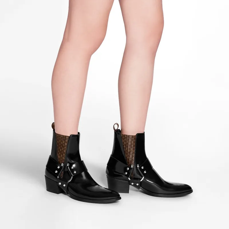LOUIS VUITTON Rhapsody Ankle Boots 'Black' Women's-4