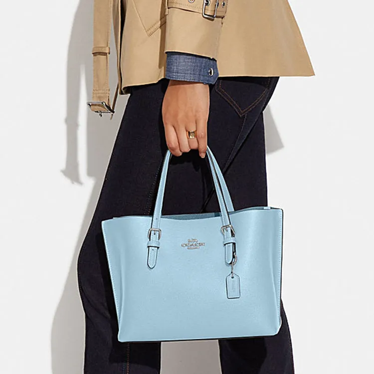 COACH Mollie Cow Leather Tote Bag, Shopping Bag, Handbag, Shoulder Bag, Crossbody Bag Medium Size Women's Sky Blue-3