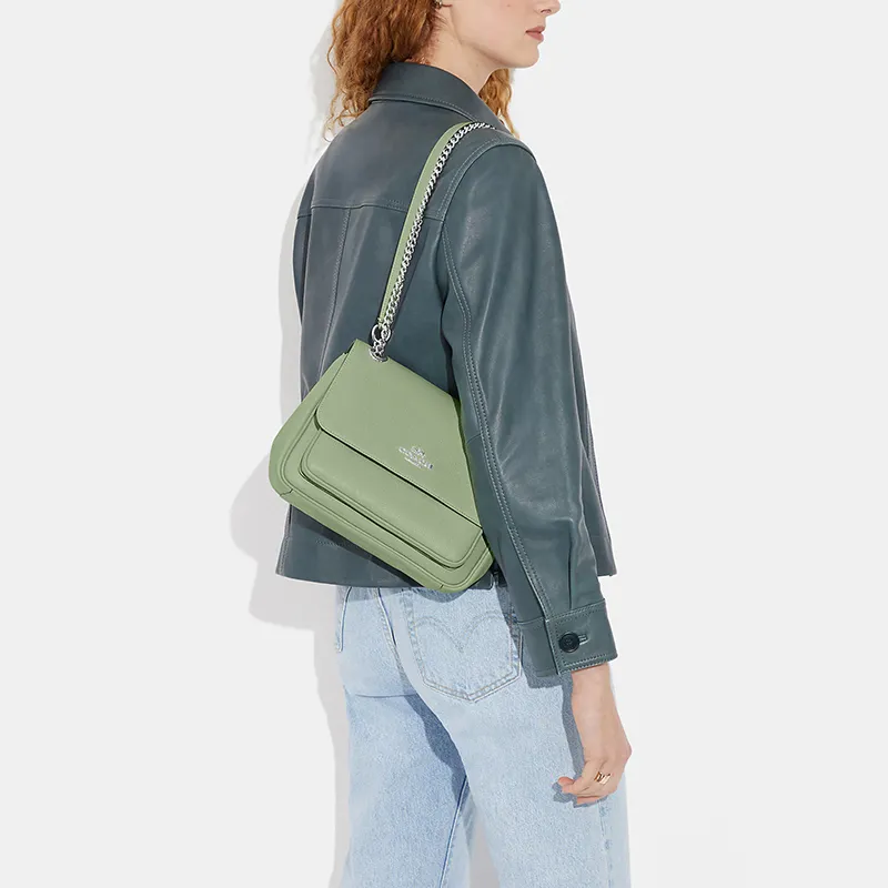 COACH Klare Leather Envelope Bag Shoulder Bag Crossbody Bag Medium Size Women's Grass Green-4