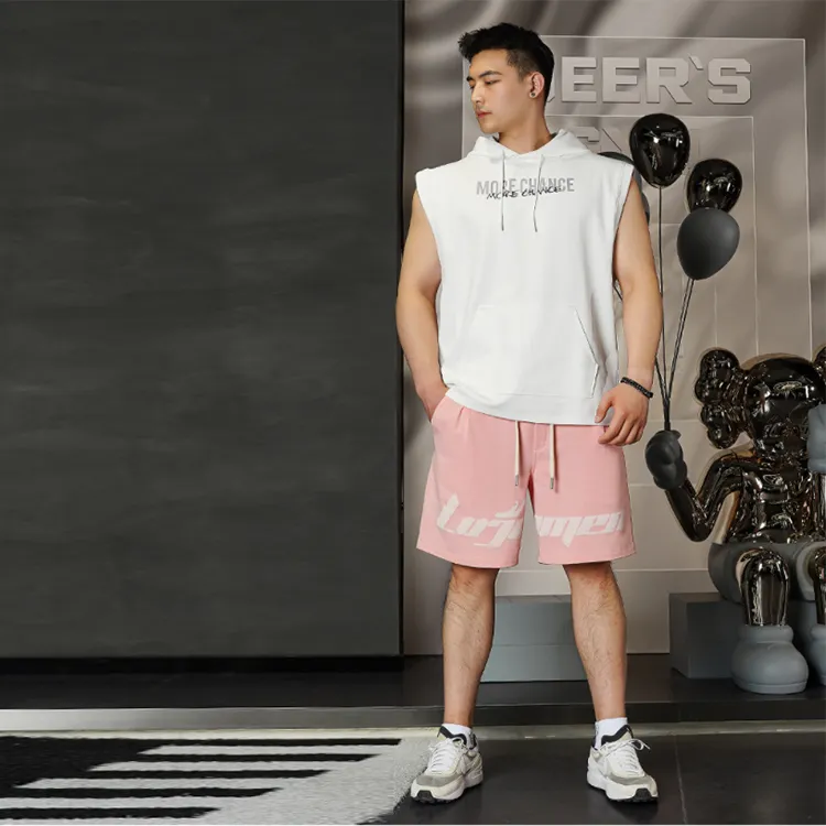 LUJIAMEN Sports Shorts Men Pink-2