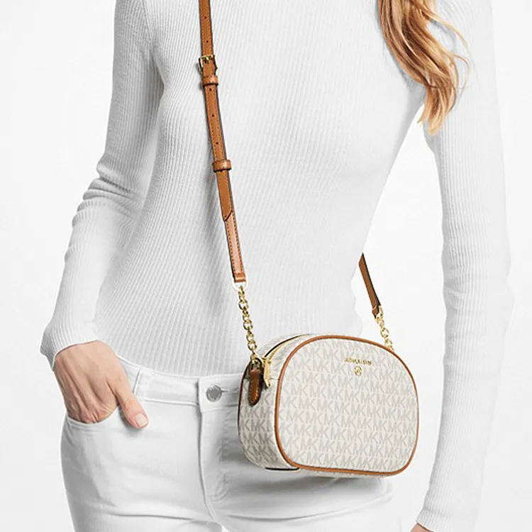 MICHAEL KORS Jet Set Canvas With Cotton Shoulder Bag, Crossbody Bag Trumpets Women's Vanilla White-4