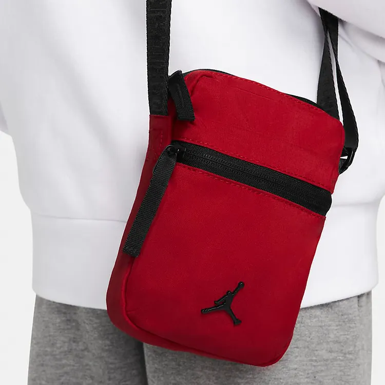 Jordan Cotton Detail Cell Phone Pouch, Shoulder Bag, Crossbody Bag Mini Unisex Red-4