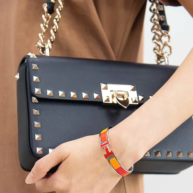 Valentino Leather Portable Crossbody Bag, Shoulder Bag Women's Black-4