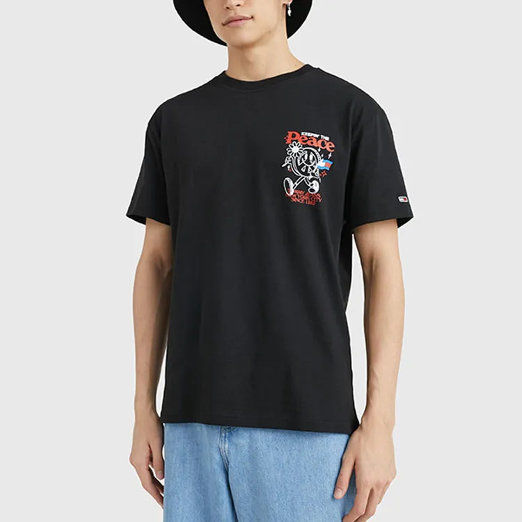 Tommy Hilfiger Drop Shoulder Sleeve T Shirt Men's Black-2