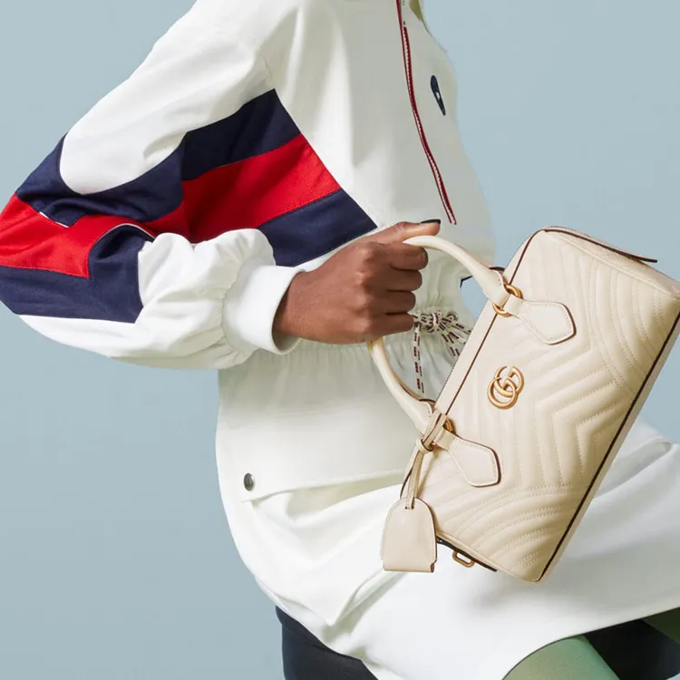 GUCCI Marmont Leather Shoulder Bag Crossbody Bag Handbag Small Size Women's White-9
