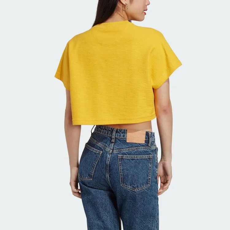 Adidas Crop Tops Women's Yellow-2