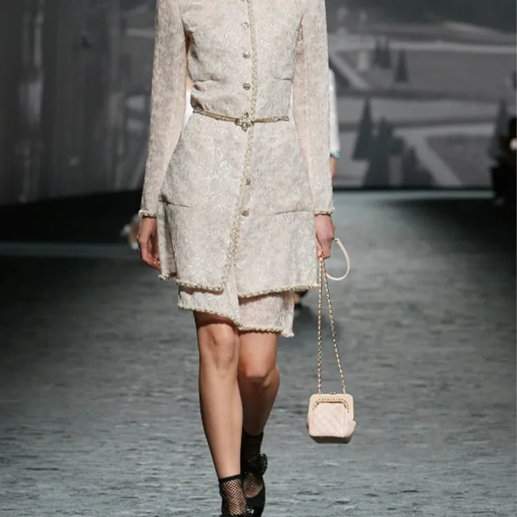 CHANEL Lambskin One Shoulder Crossbody Clutch Trumpets Women's Beige-4