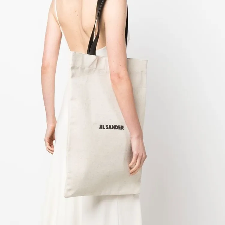 JIL SANDER Logo Printed Large Tote Bag-4