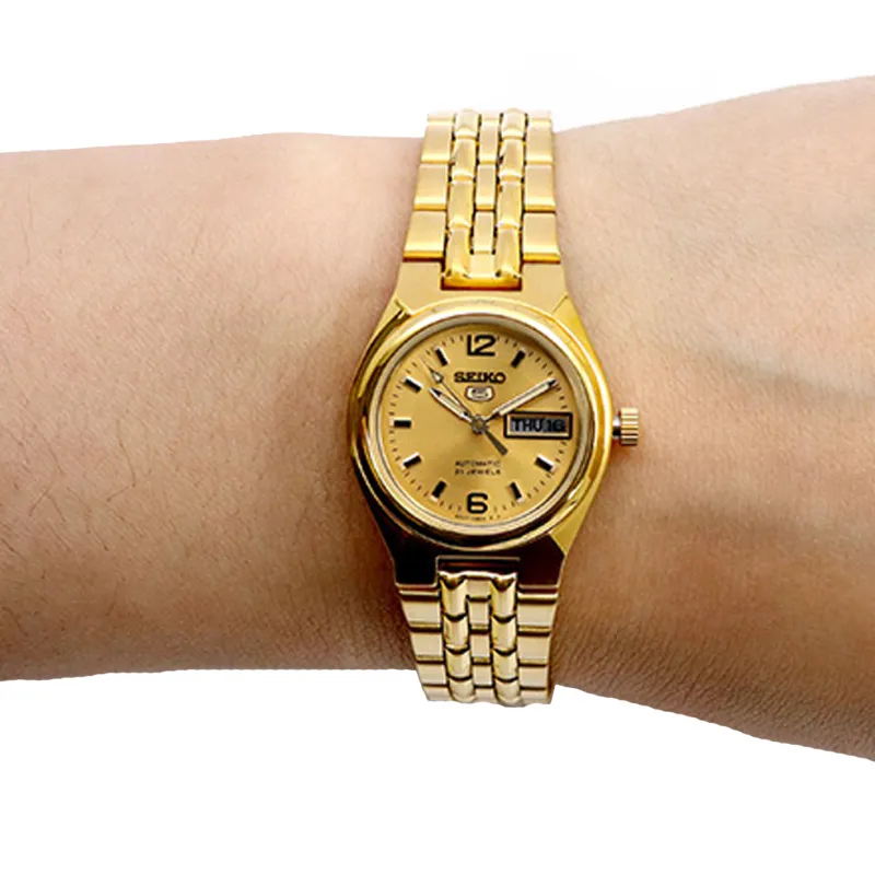 SEIKO Automatic Mechanical Movement Stainless Steel Strap Watch 26mm Women's Watch Gold Dial SYMK36K1-3