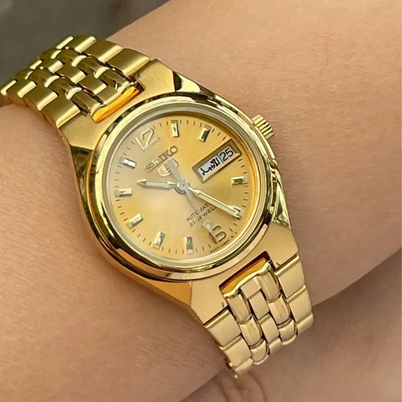 SEIKO Automatic Mechanical Movement Stainless Steel Strap Watch 26mm Women's Watch Gold Dial SYMK36K1-1
