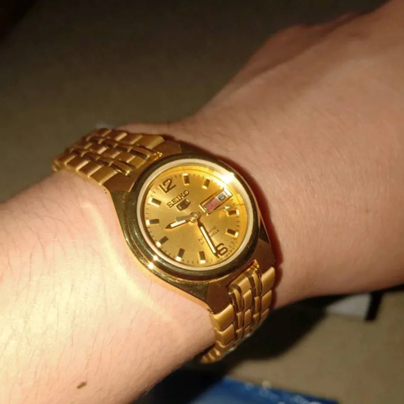 SEIKO Automatic Mechanical Movement Stainless Steel Strap Watch 26mm Women's Watch Gold Dial SYMK36K1-2