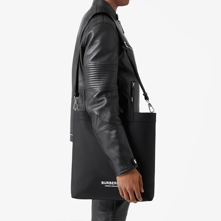 Burberry Artie Series Leather Tote Bag Shopping Bag Handbag Men's Black-4