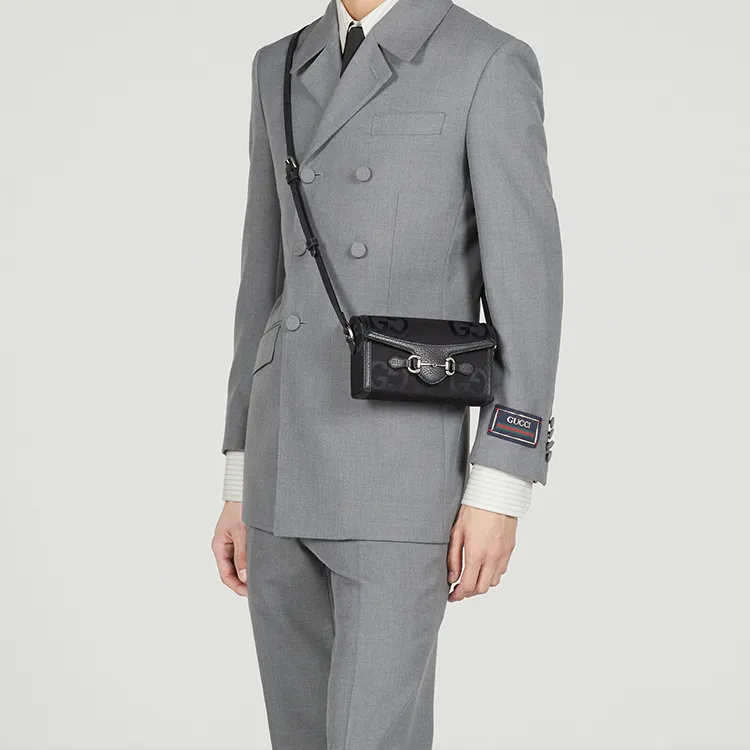 GUCCI Horsebit 1955 Canvas With Leather Canvas Bag Box Bag Camera Bag Shoulder Bag Crossbody Bag Mini Men's Black-9