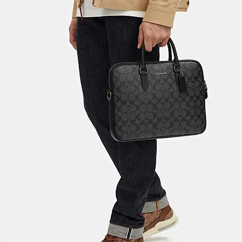 COACH PVC Briefcases Handbags Men's Black-3