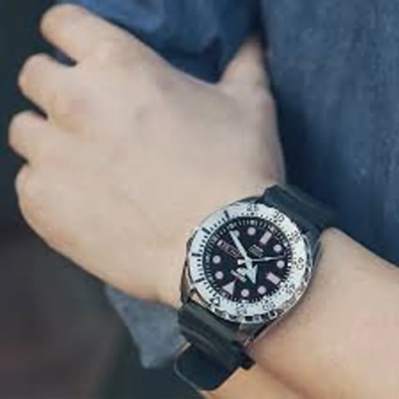 SEIKO SEIKO5 Collection Automatic Mechanical Movement Resin Strap Watch Men's Watches Black Dial-5