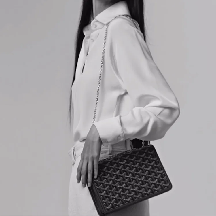 GOYARD Alexandre III Canvas With Leather Shoulder Bag Crossbody Bag Women's Black-5