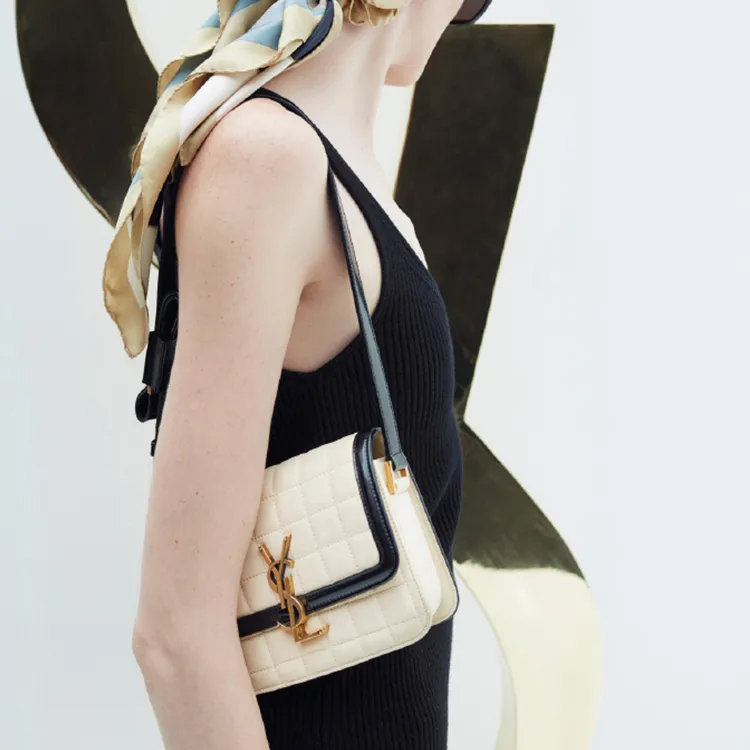 SAINT LAURENT SOLFERINO Suede With Calfskin Tofu Bag, Crossbody Bag, Shoulder Bag Women's-3