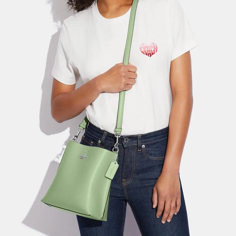 COACH Mollie Leather Bucket Bag, Shoulder Bag, Crossbody Bag Trumpets Women's Green-3