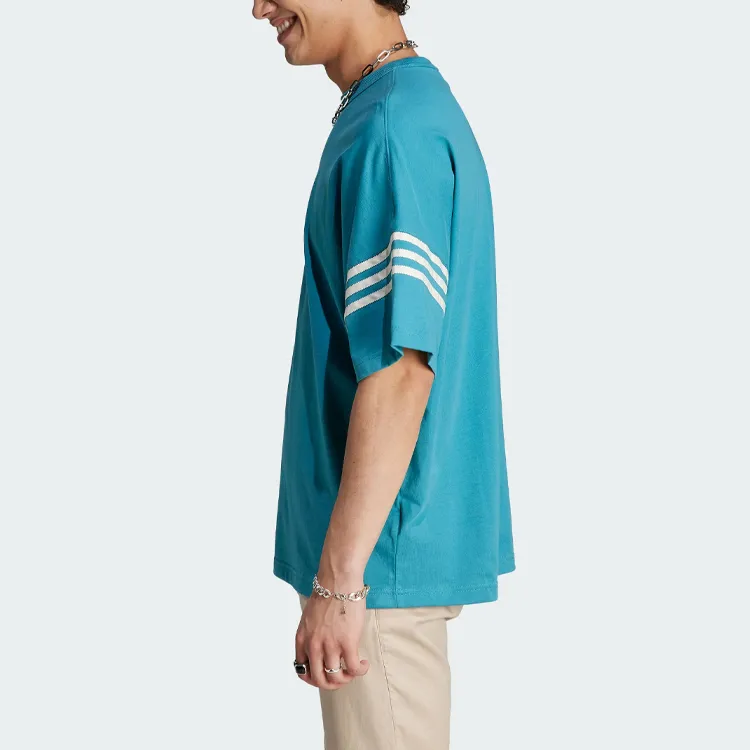 Adidas Originals Classic Three stripe Series Three Stripes Decoration Crew Neck Pullover Short Sleeved T Shirt Men's-3