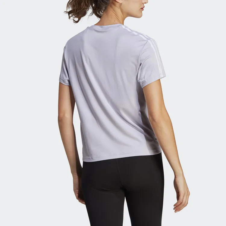 Adidas Women's Aeroready Train Essentials 3 Stripes T Shirt Silver Dawn/White-3