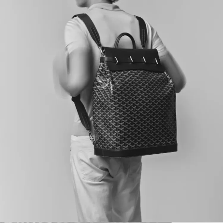 GOYARD Steamer Canvas With Leather Backpack Small Size Unisex Gray-2
