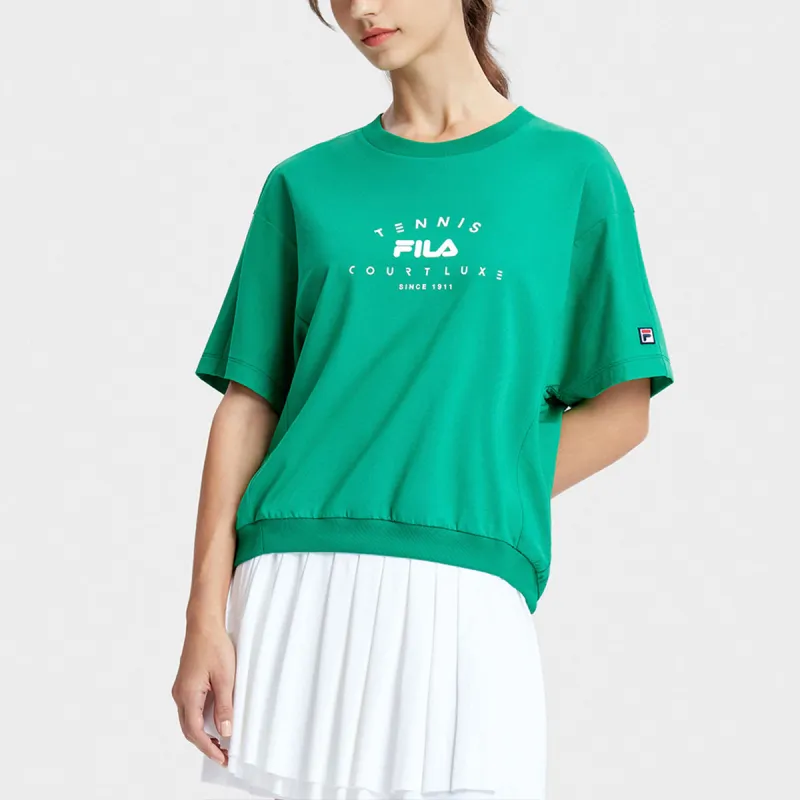 FILA Drop Shoulder Sleeve T Shirt Women's Ethereal Grass Green-4