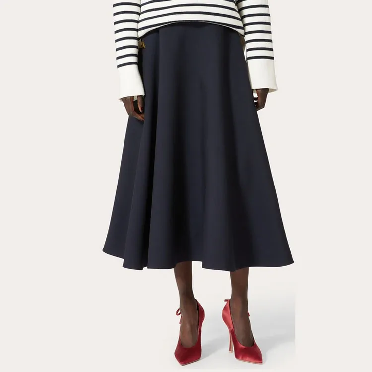Valentino Crepe Couture High Waist Midi Skirt-1