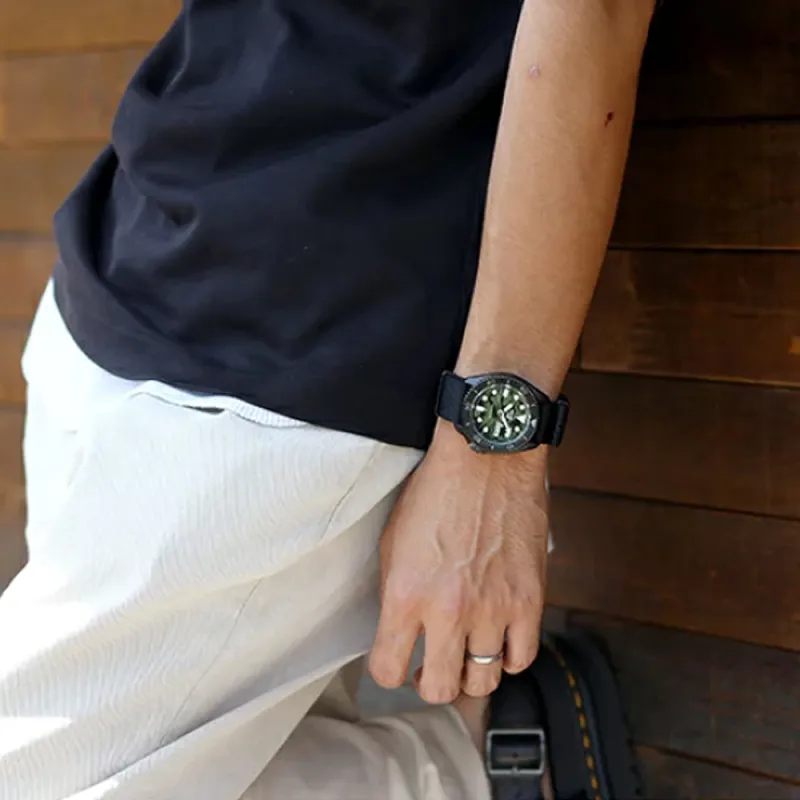 SEIKO Automatic Mechanical Movement Nylon Strap Watch 46mm Men's Watch Green Dial SBSA173-3