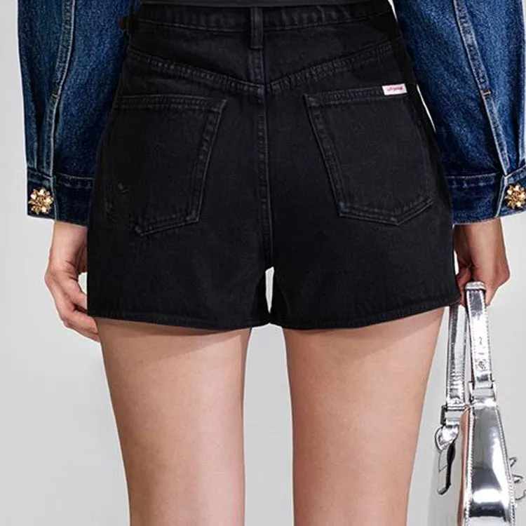 Self portrait Denim Shorts Women's Black-1