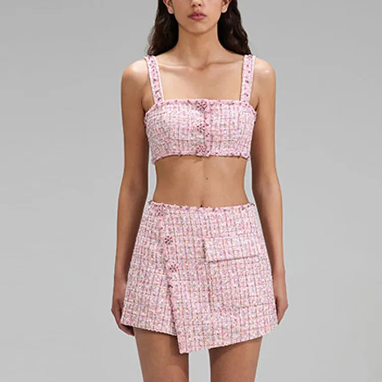 Self portrait Casual Short Skirts Women's Pink-2