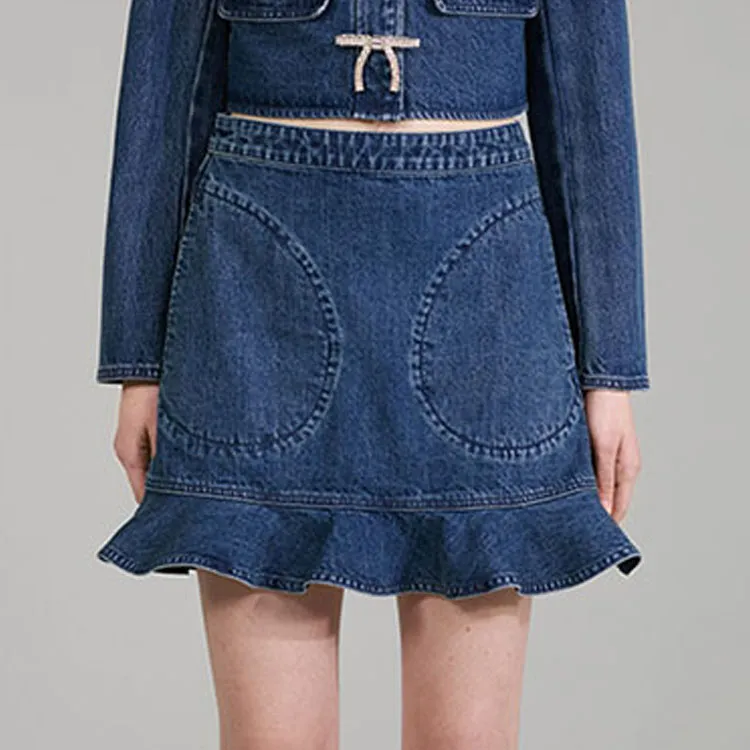 Self-portrait Denim Short Skirts Women's Denim Blue-2