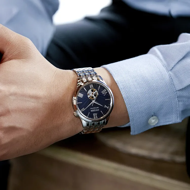 CITIZEN Mechanical Movement Stainless Steel Strap Watch Unisex Blue Dial-3