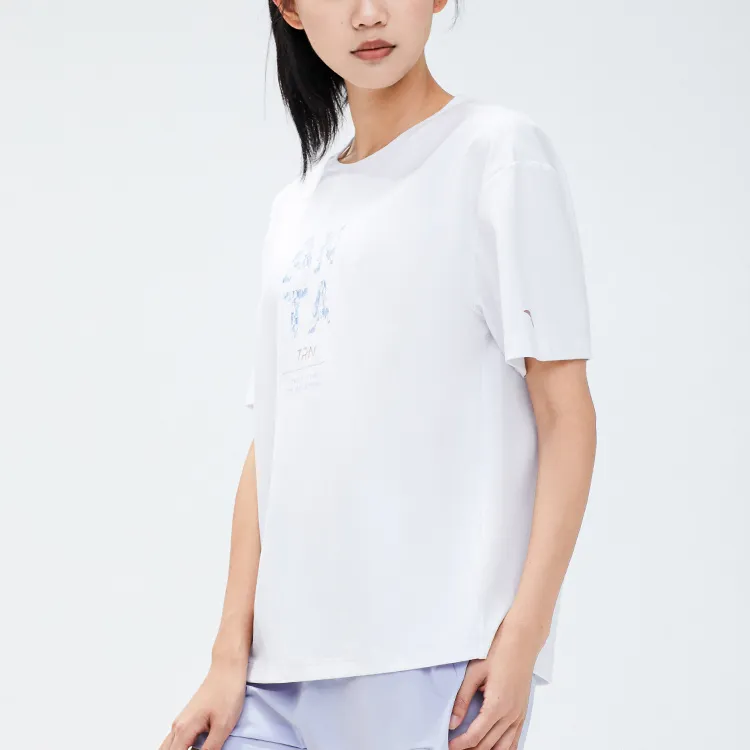 Anta Variety Training Collection Drop Shoulder Sleeve T Shirt Women's Pure White-4
