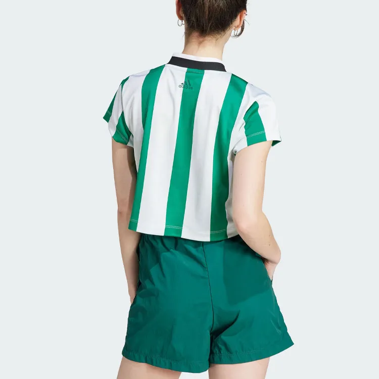 Adidas Colorblock Crop Tops Women's Forest Green-2